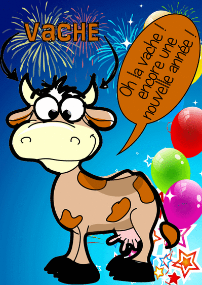 carte bonne annee vache